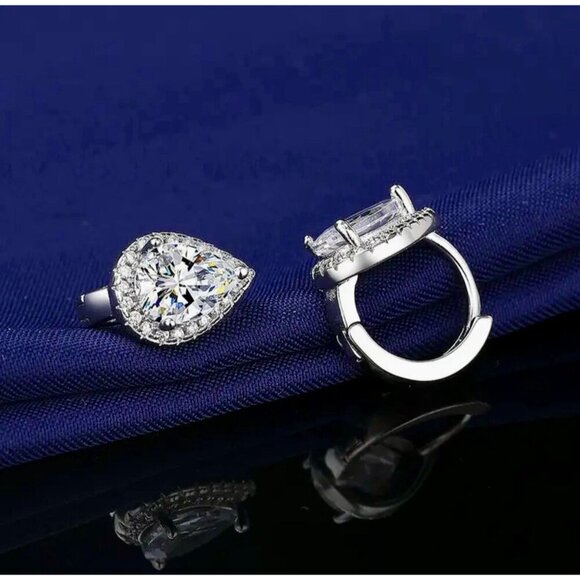 Sterling Silver Pear Drop Earrings - Picture 3 of 5